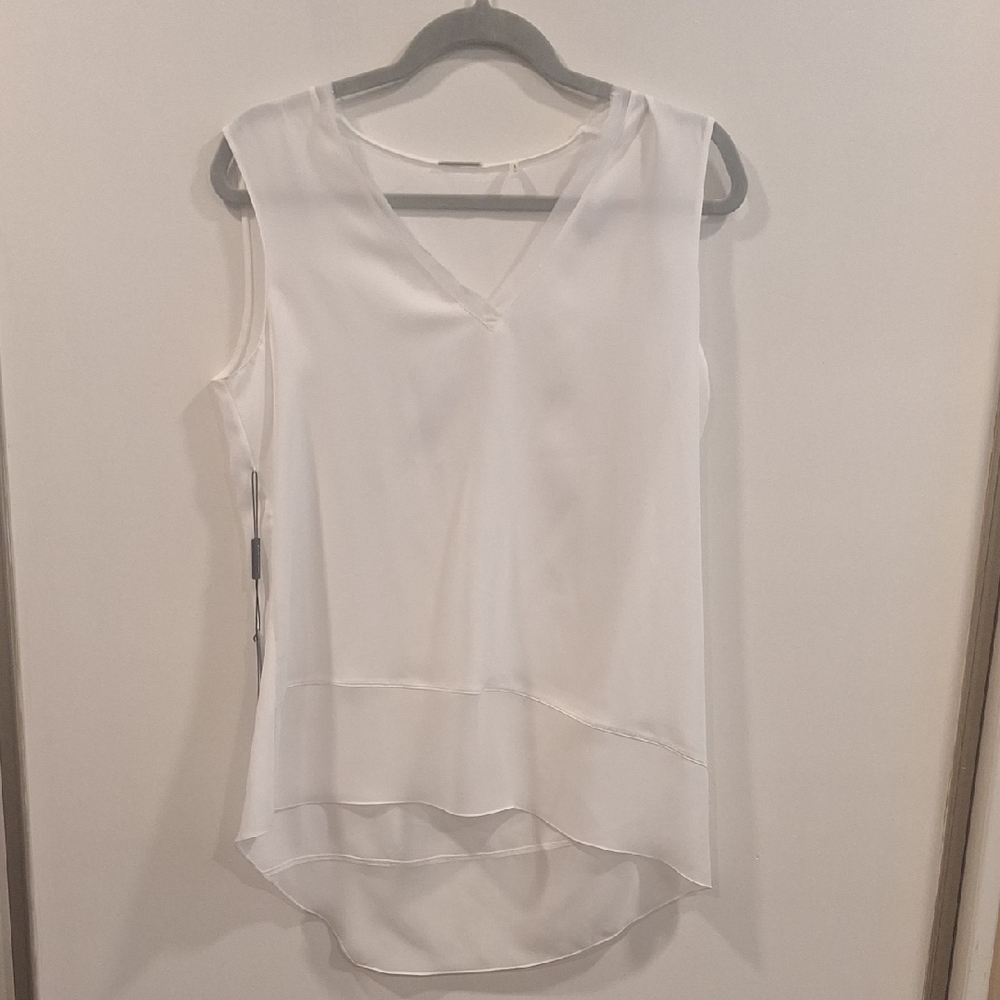 Elie Tahari White Sleeveless Flowy Top